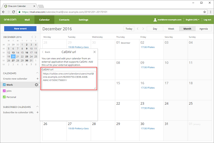 outlook 2016 add new calendar url