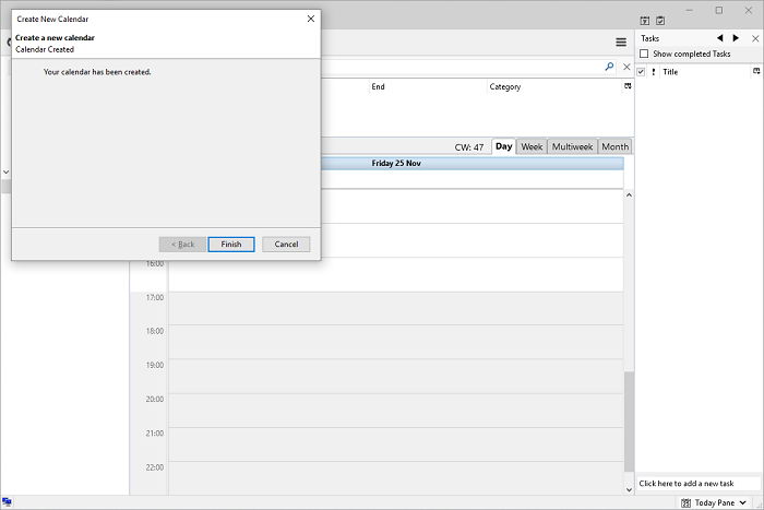 Your new calendar is now set up