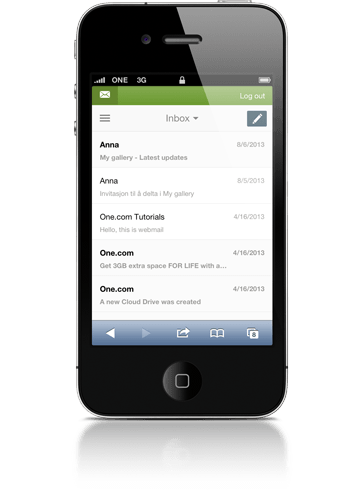 Overview of emails in webmail on mobile.