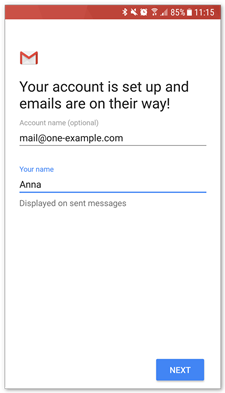 gmail incoming server settings for android