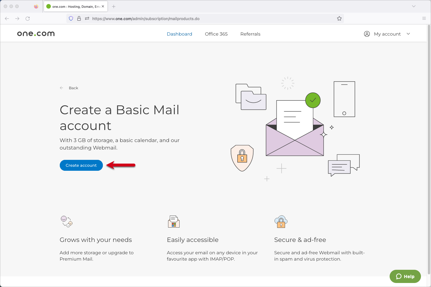 Creating a new email account – Support | one.com