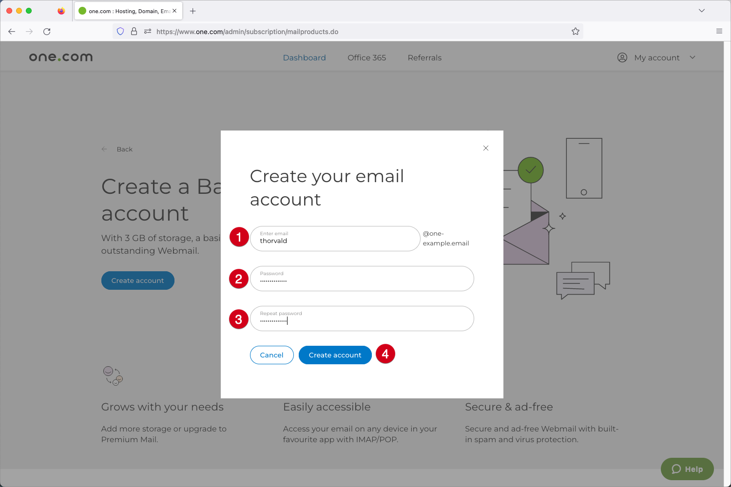 steps in creating a new email account