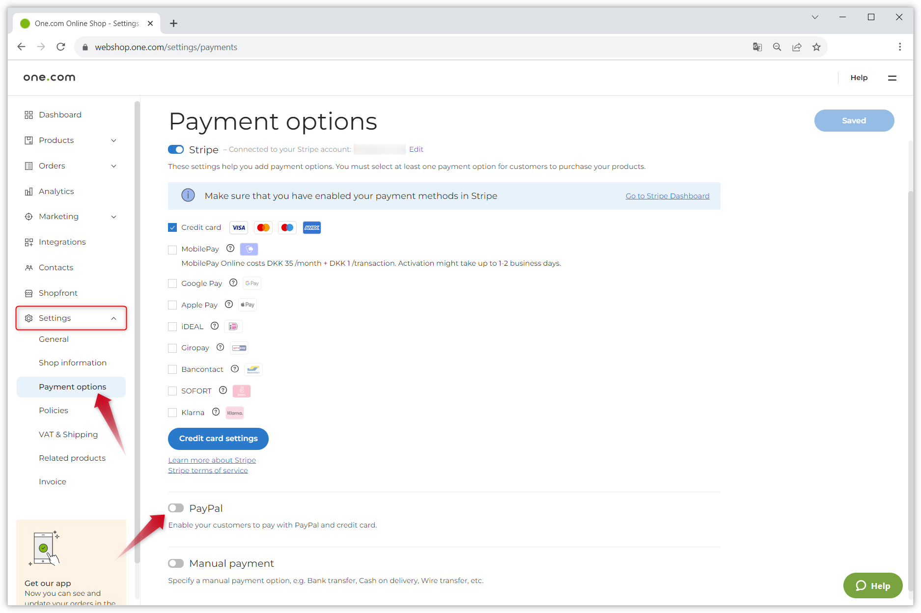 How do I enable PayPal in my Online Shop? Support