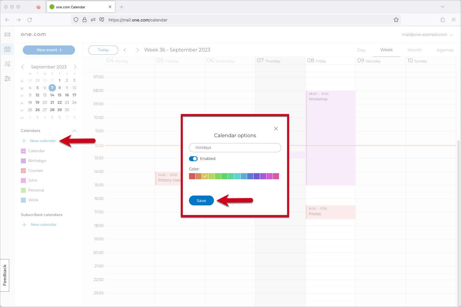 Come cominciare ad utilizzare il Calendario di one.com – Assistenza