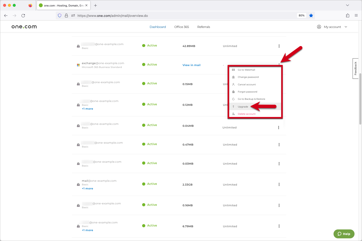 How to upgrade and downgrade between Exchange plans at
