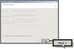 Proceeding setting up IMAP and SMTP servers for the account.