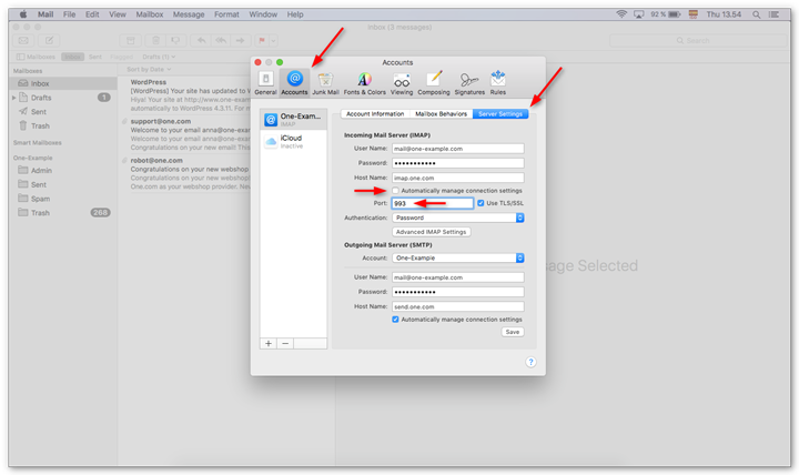 Go to the tab server settings