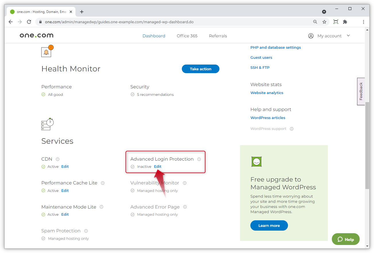 Capture d'écran de l'aperçu d'un site WordPress dans le Panneau de Configuration.