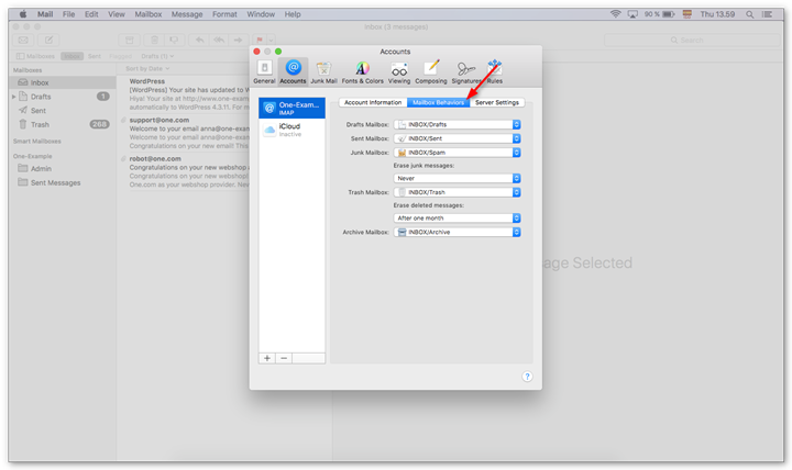 Go to the tab Mailbox behaviors