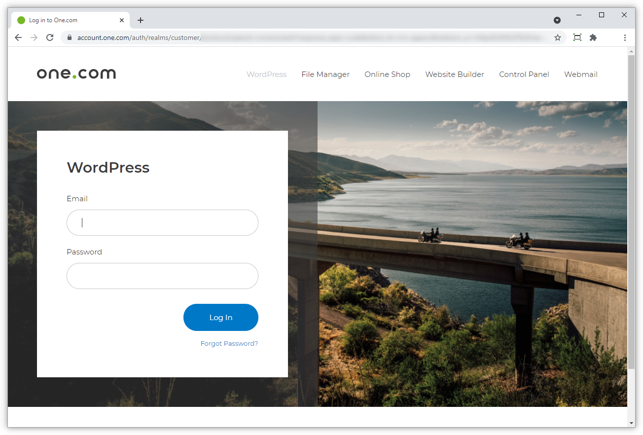 della pagina di accesso di one.com.