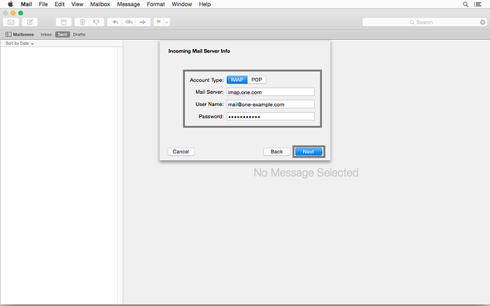 yosemite imap settings