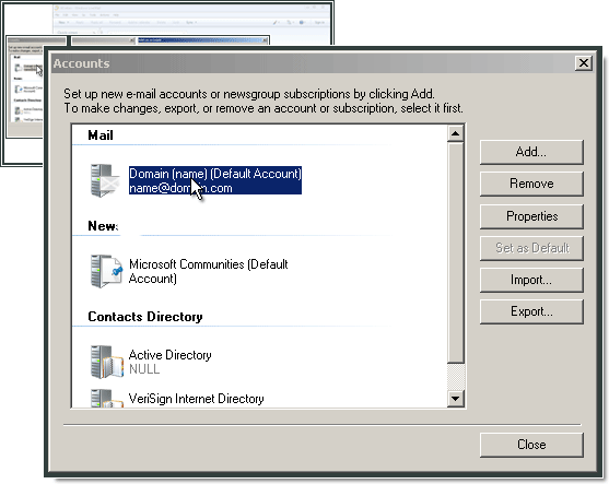 Setting up Windows Live Mail with One.com.