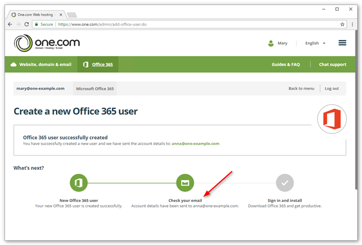 Select if you want to create an existing user or a new one