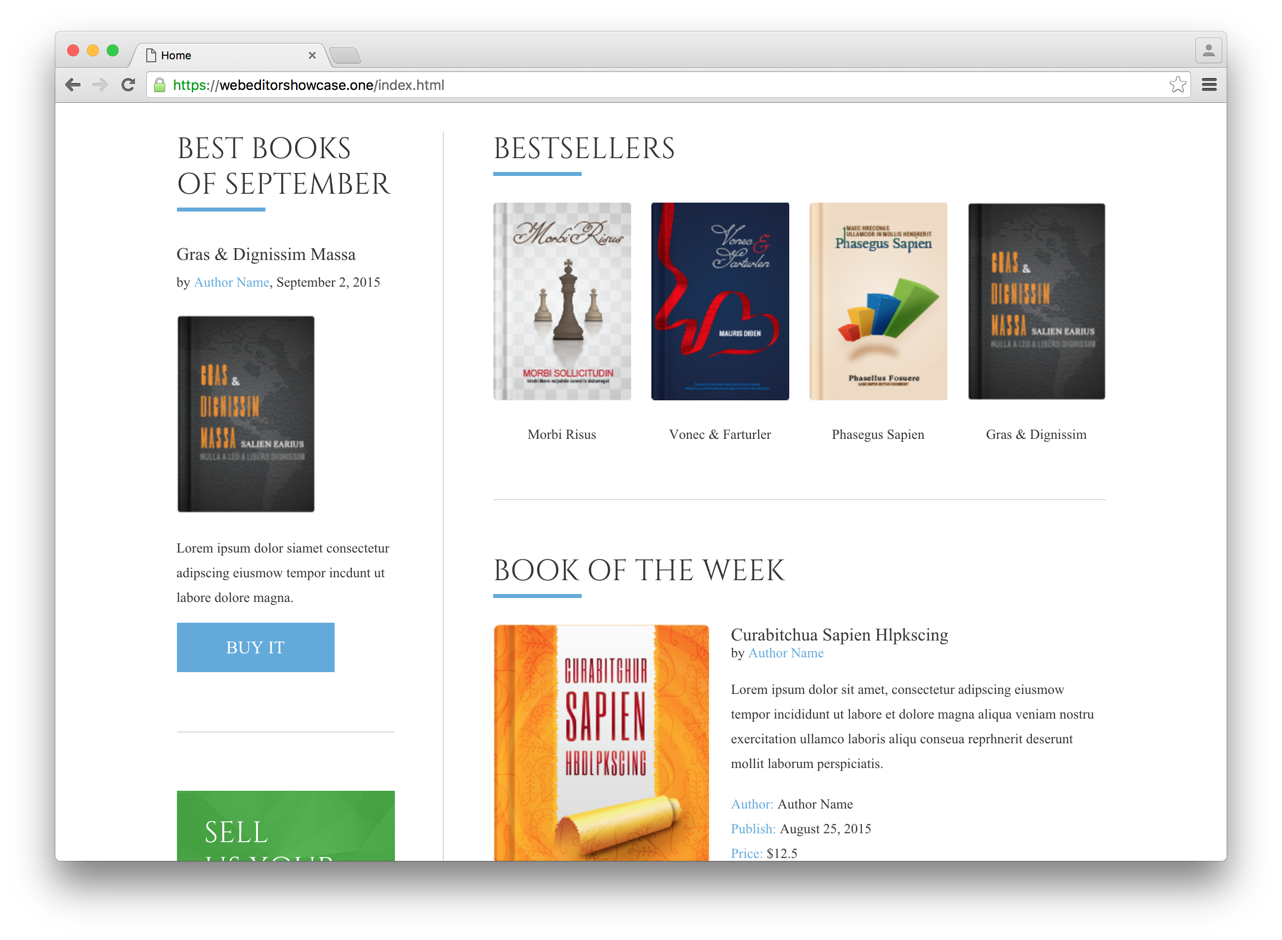 Bestsellers in example webshop