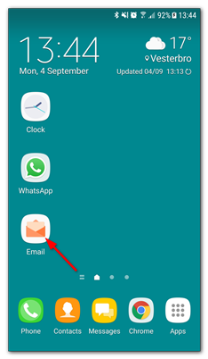 Open the email app on your device