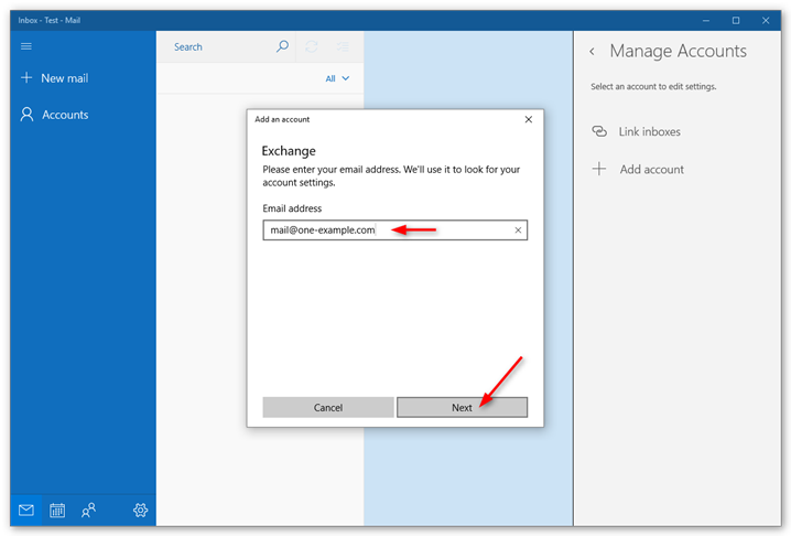 Enter the email account you want to set up