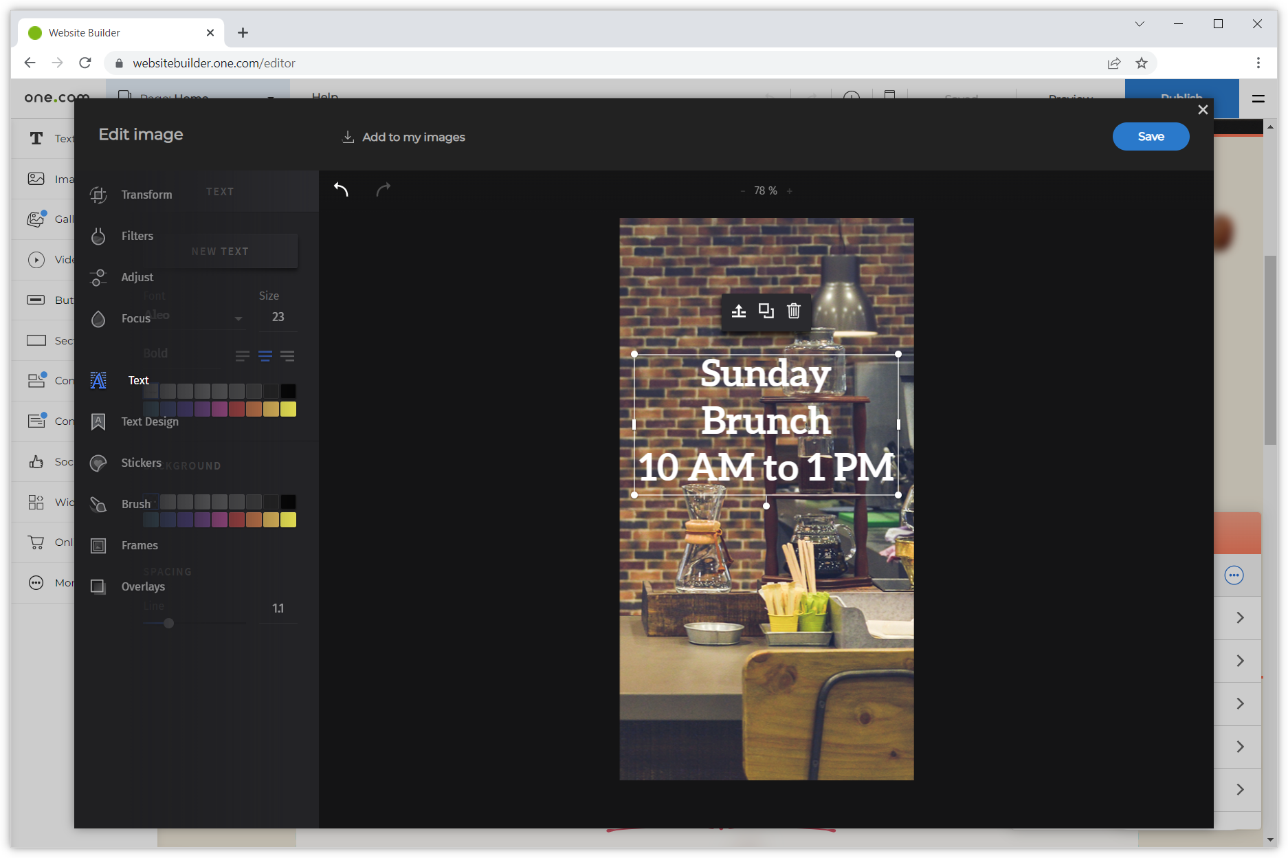 Screenshot toont de open afbeelding-editor