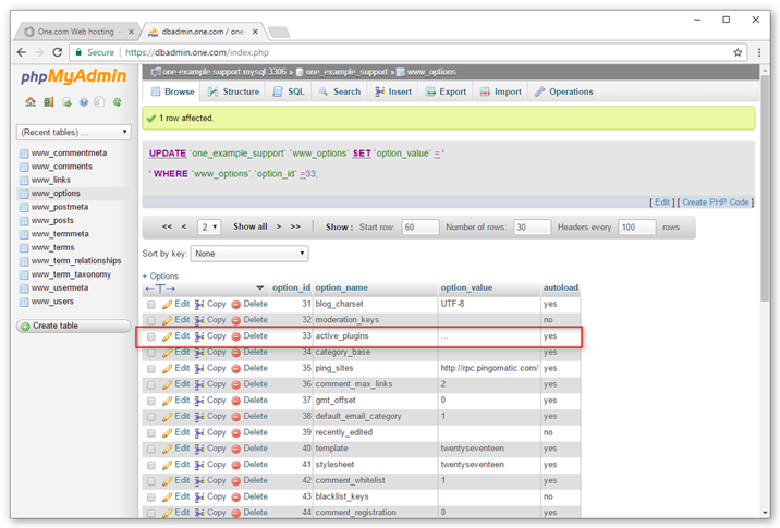 Screenshot zeigt, dass Plugins erfolgreich deaktiviert wurden.