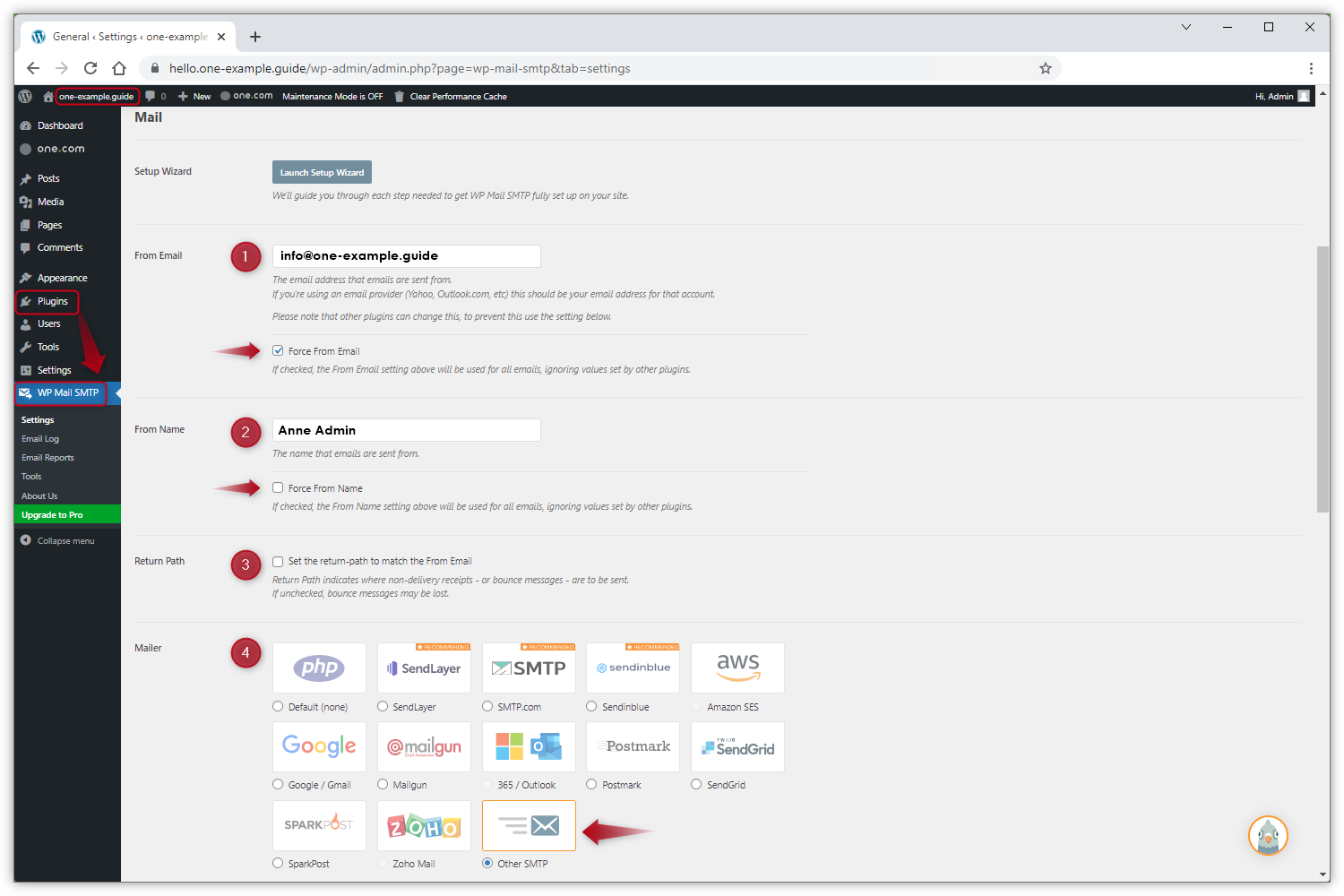 Capture d'écran des paramètres du plugin dans WP Admin.