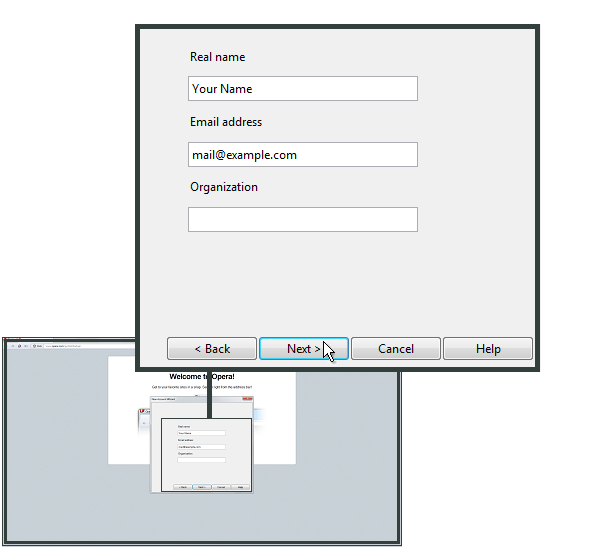 Enter name and email