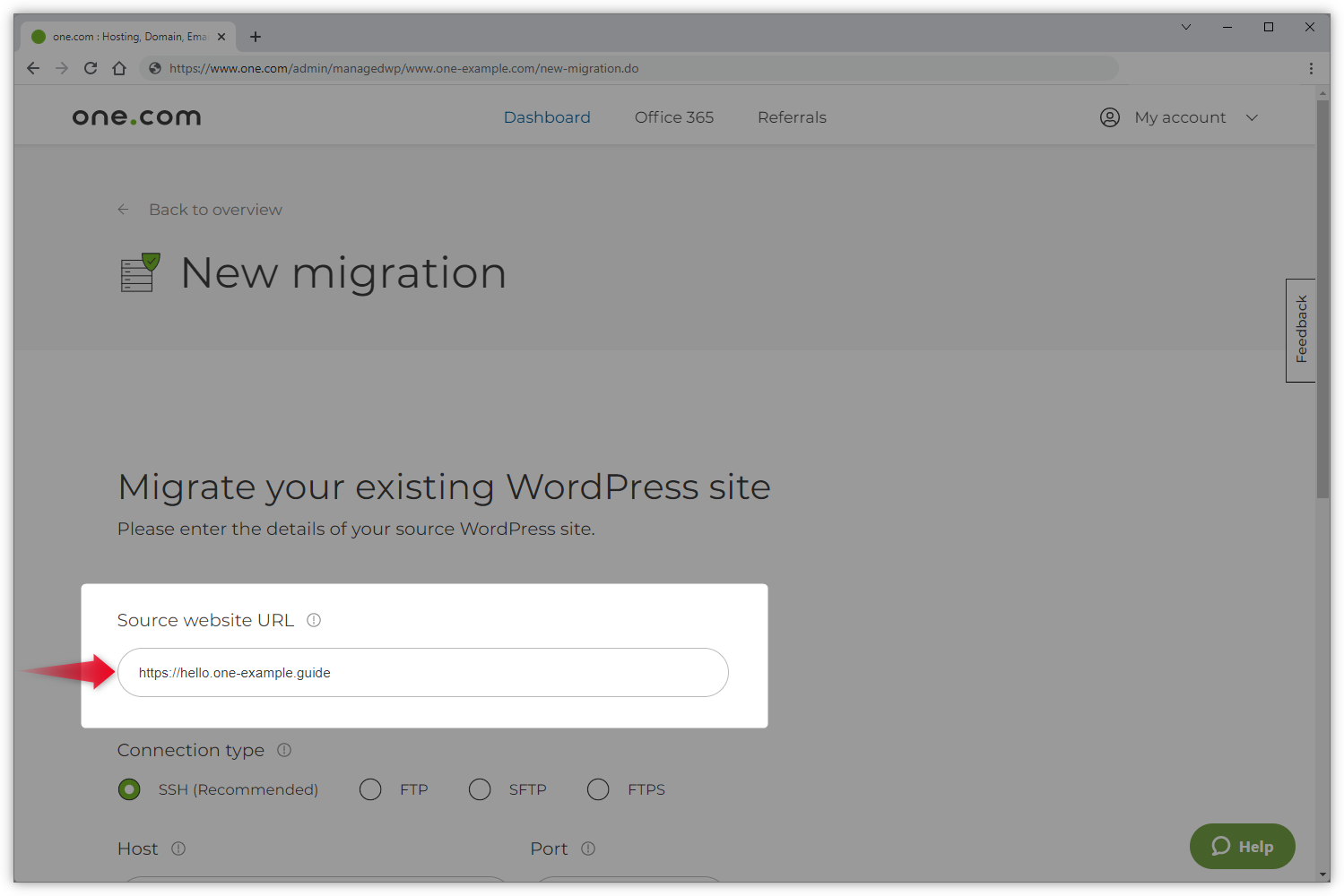Kuvakaappauksessa lähdeverkkosivuston URL on korostettu.