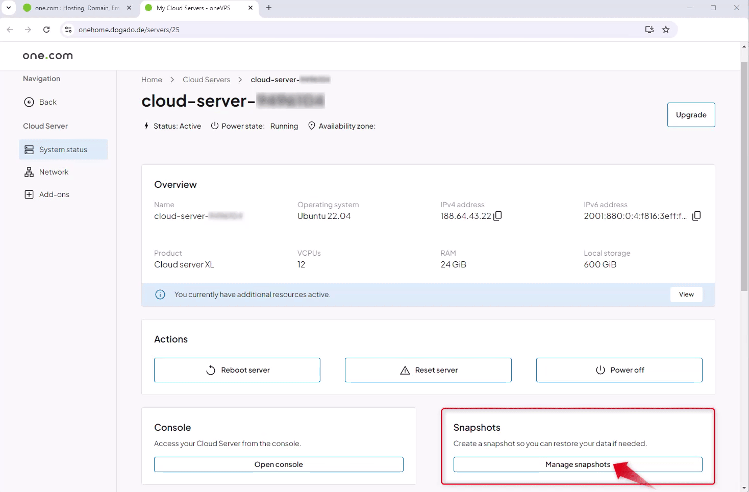 Gif montrant comment supprimer un instantané dans oneHome.