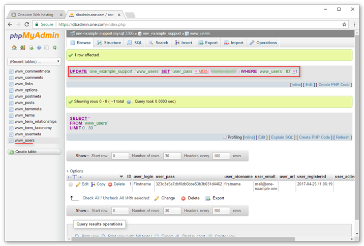 Senha do WordPress alterada