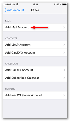 Tap Add Mail Account
