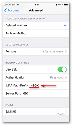 Type in INBOX as IMAP prefix