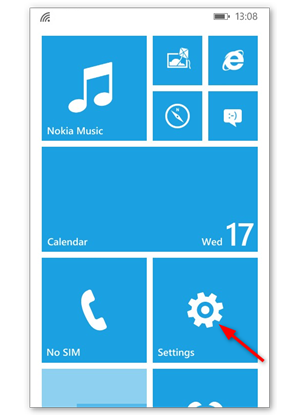 Go to Settings on your Windows phone