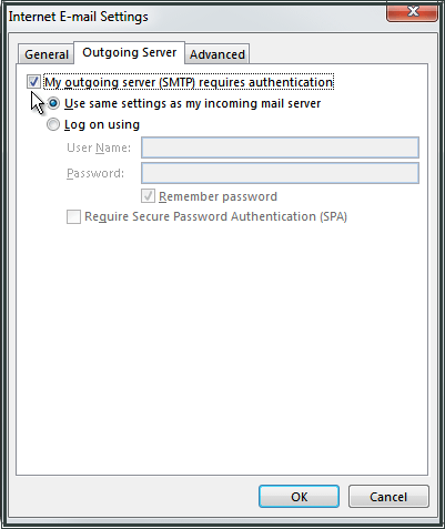 Valitse Lähtevä palvelin