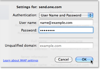 Enter user name and password.