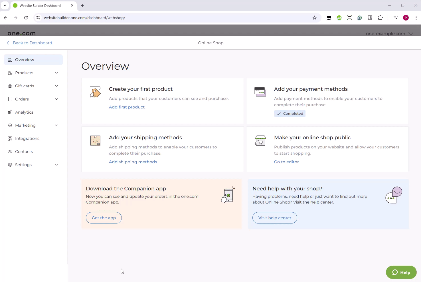 GIF with the steps for the Online Shop