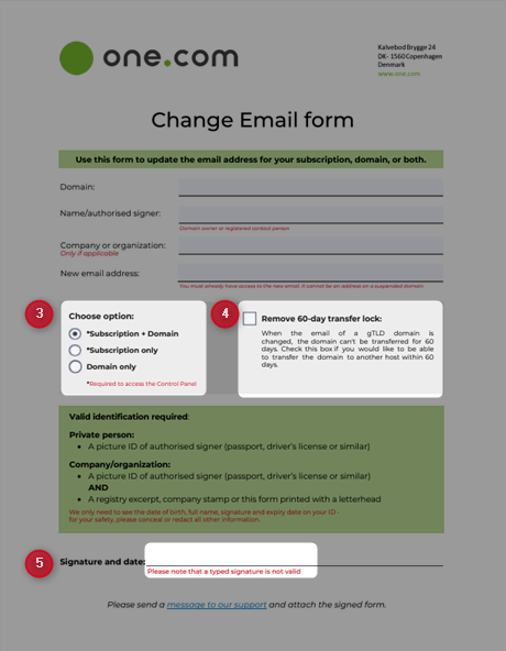 Skjema for endring av e-post