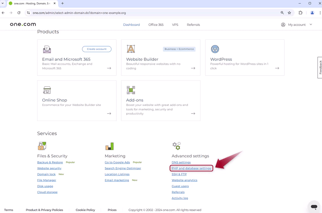 GIF animado mostrando um cursor clicando nos passos descritos acima no painel de controle.
