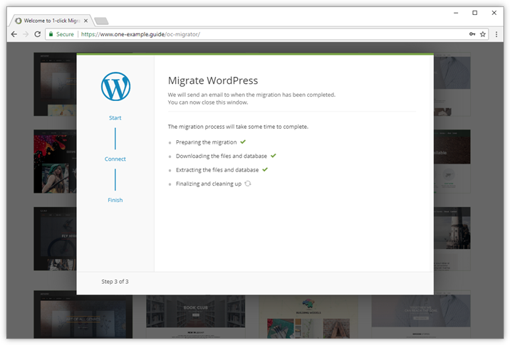 migrate WordPress finish