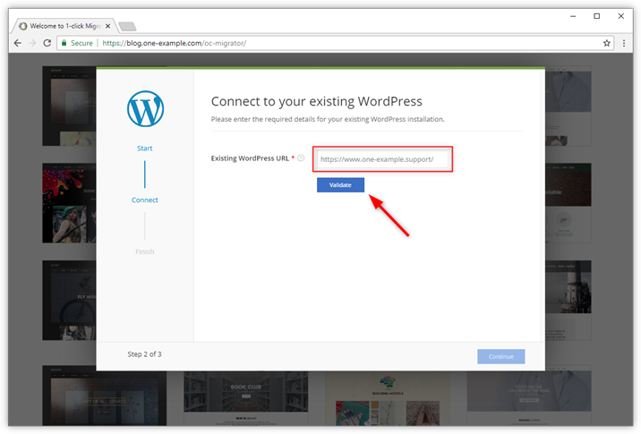 validate existing wordpress url