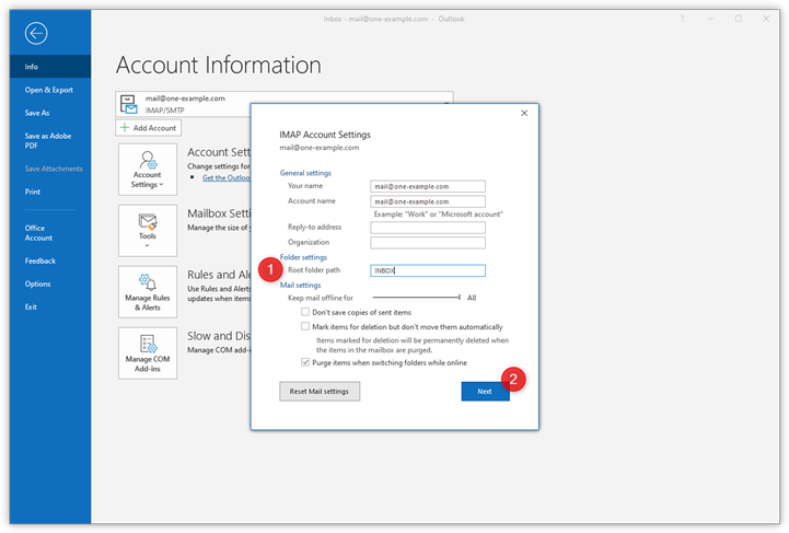 manually configure outlook 2016 for office 365