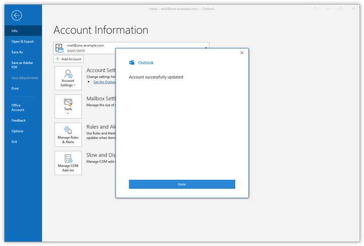 Antagonisme titel Ondeugd Where can I find the server settings in Outlook 2016? – Support | one.com