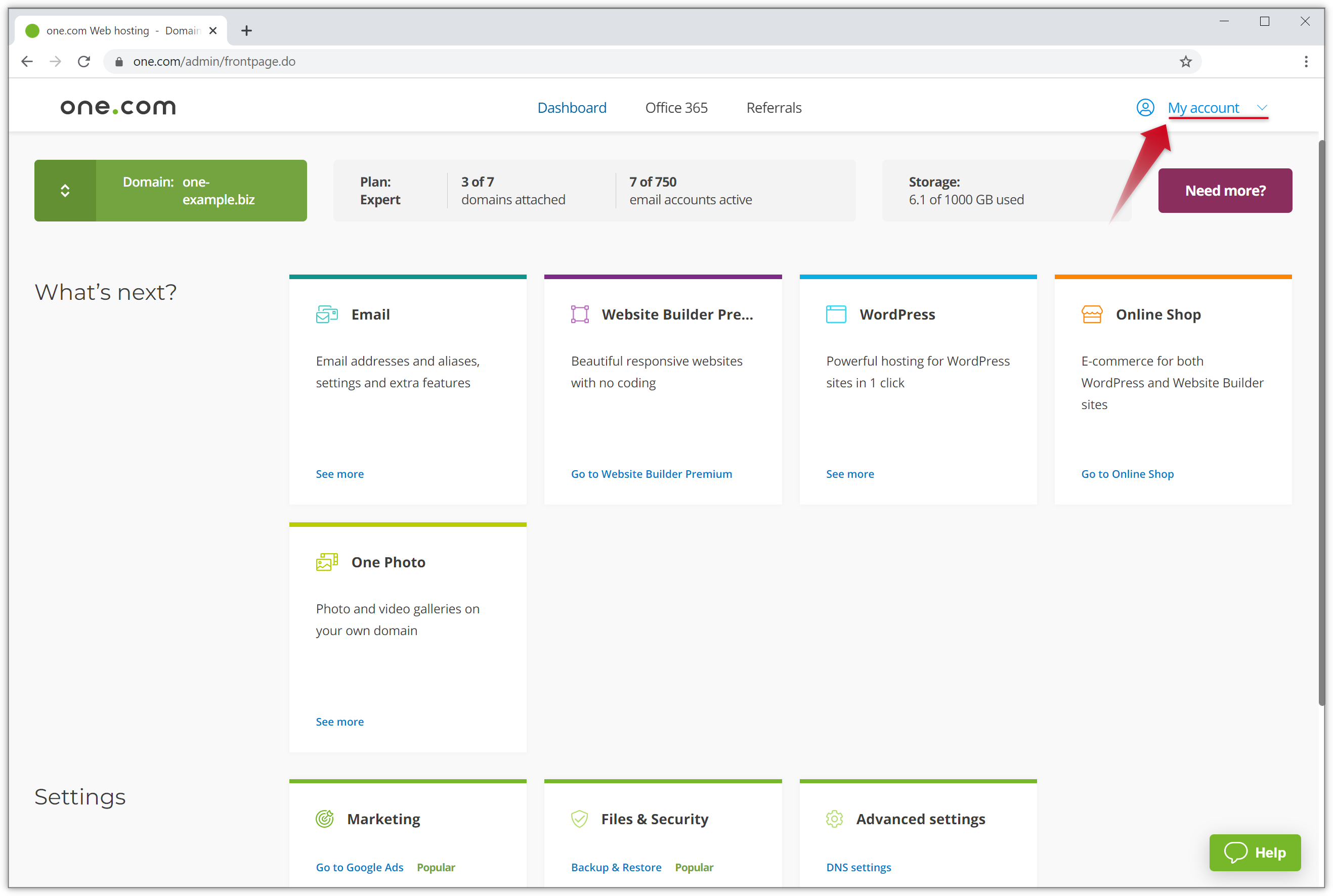 Wie kann ich mein Abonnement upgraden oder downgraden? – Hilfe | one.com