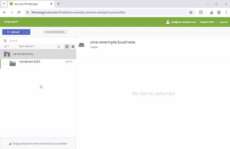 Gif animation showing how to move the WordPress files to the main directory.