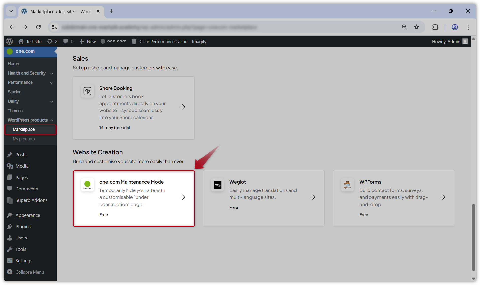 Capture d'écran du plugin Maintenance Mode sur Marketplace.