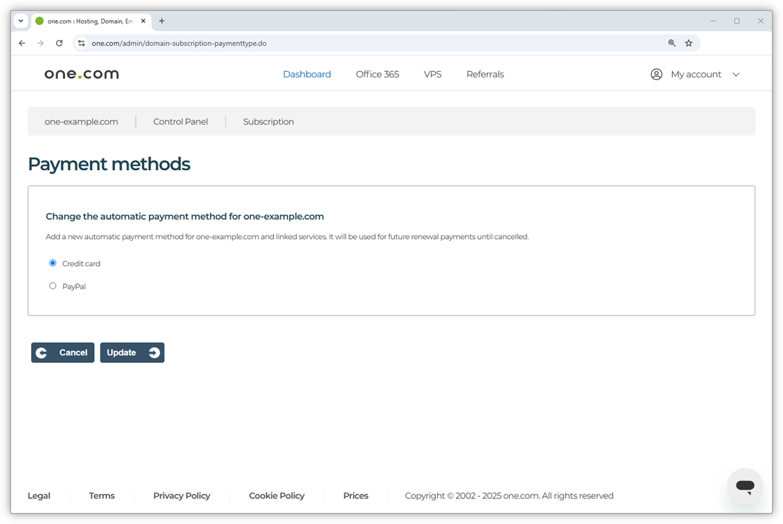 A captura de tela mostra os métodos de pagamento disponíveis e o botão Atualizar.