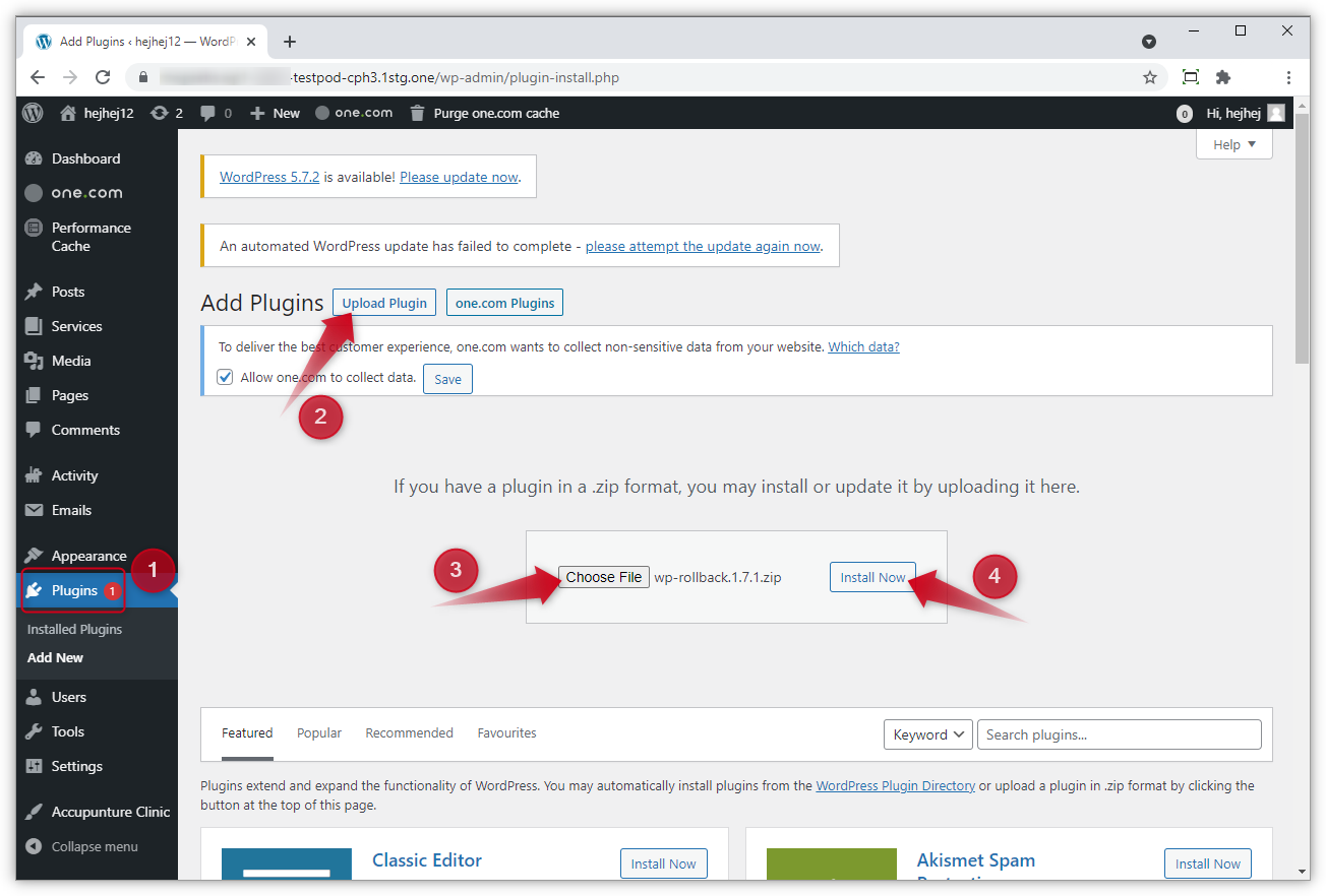 Réinitialisation des plugins et des thèmes à une version ...