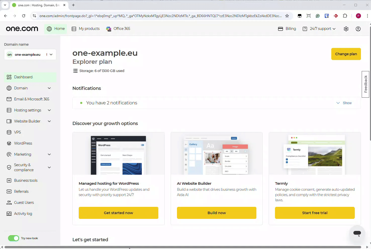 La GIF mostra i passaggi nel Pannello di controllo.