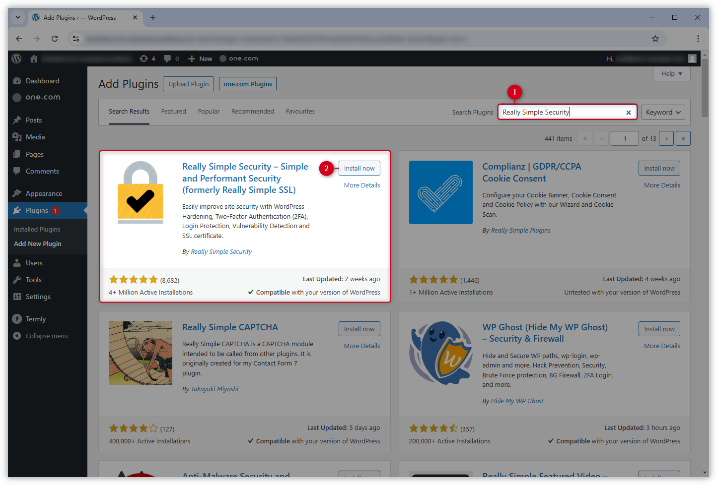 Skärmdump av plugin i WP Admin.