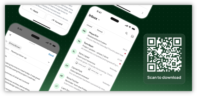 Afbeelding met QR-code voor de one.com Mail-app.
