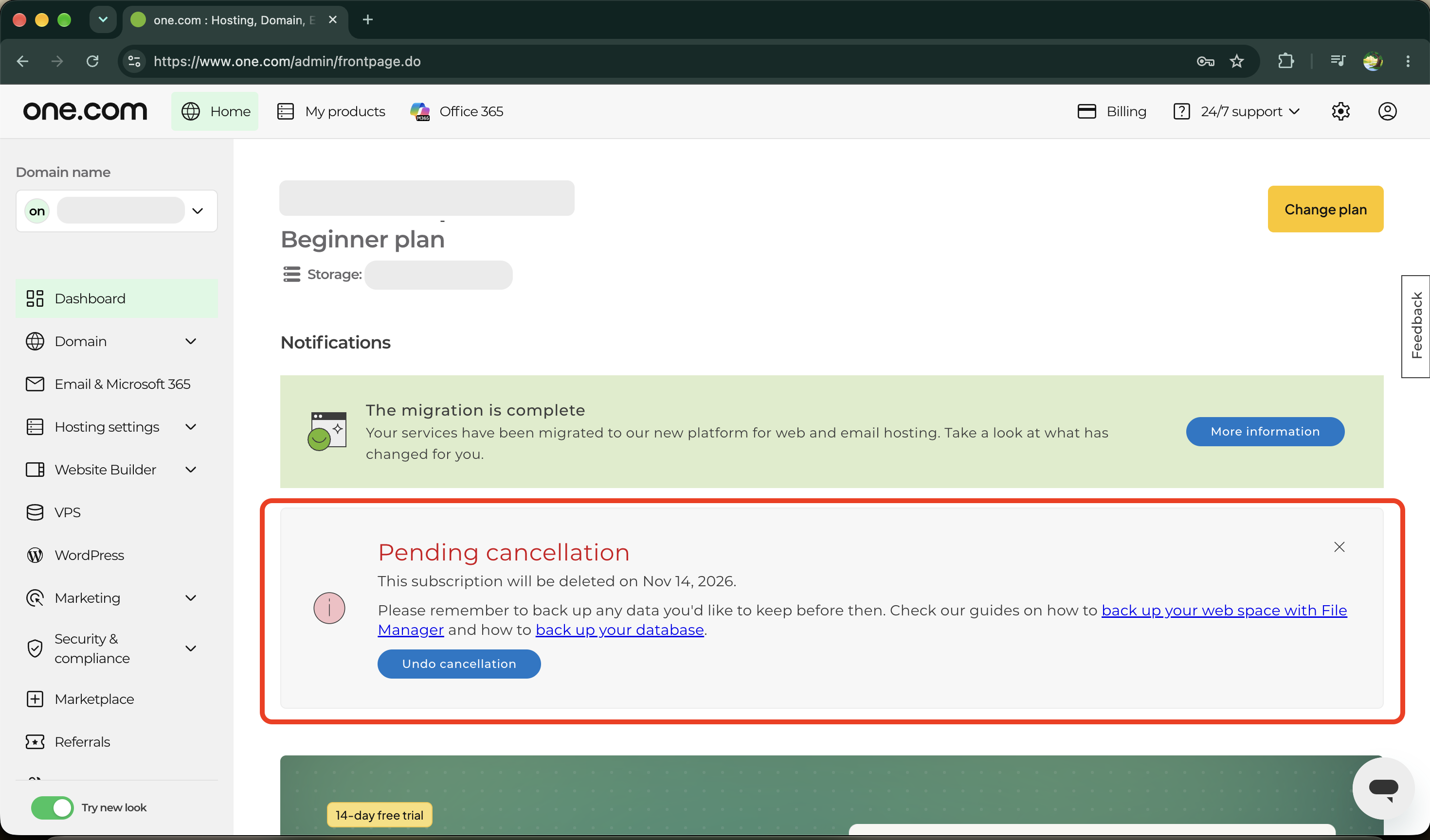 Pending cancellation