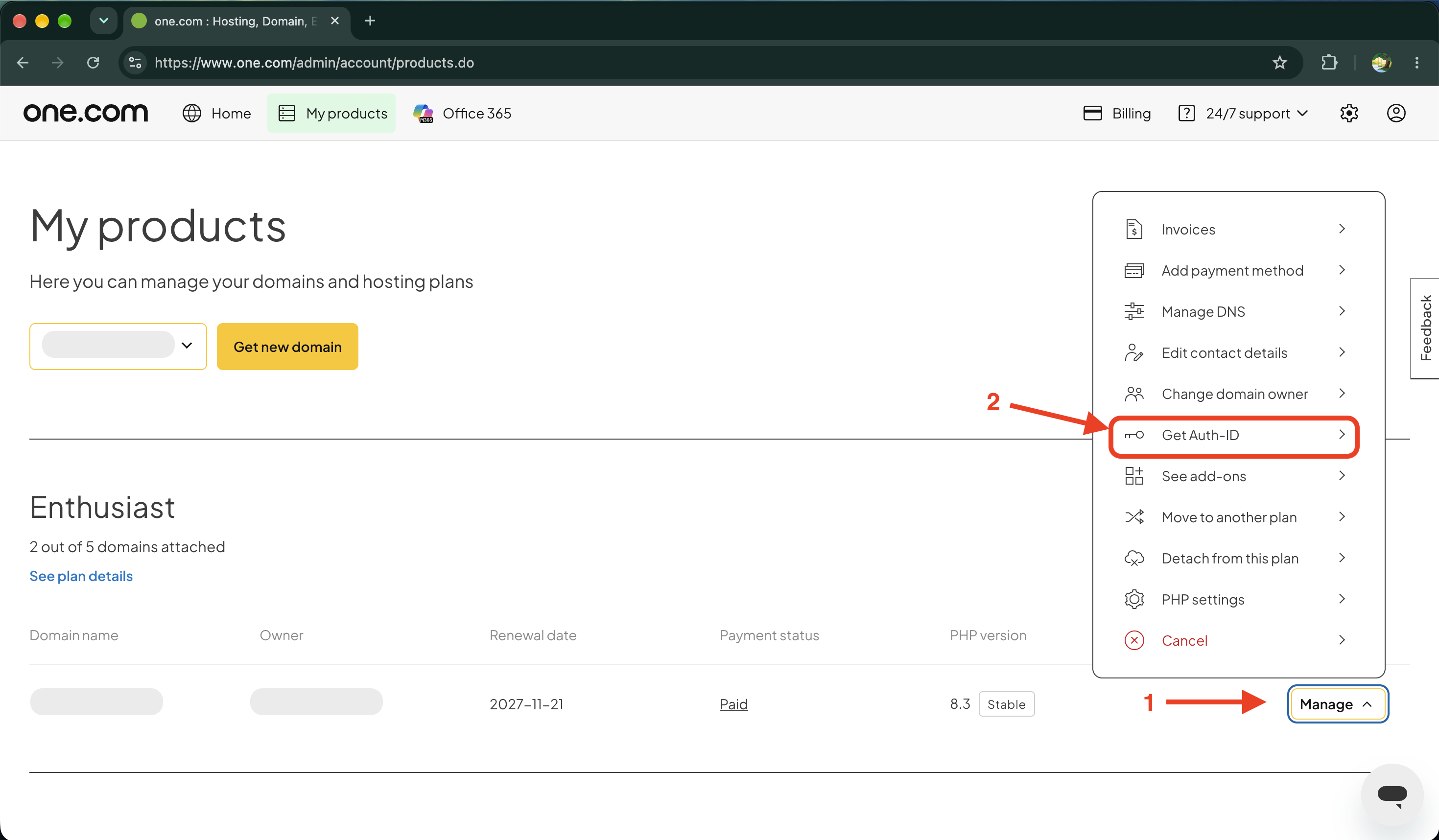 Auth-ID ophalen in het configuratiescherm