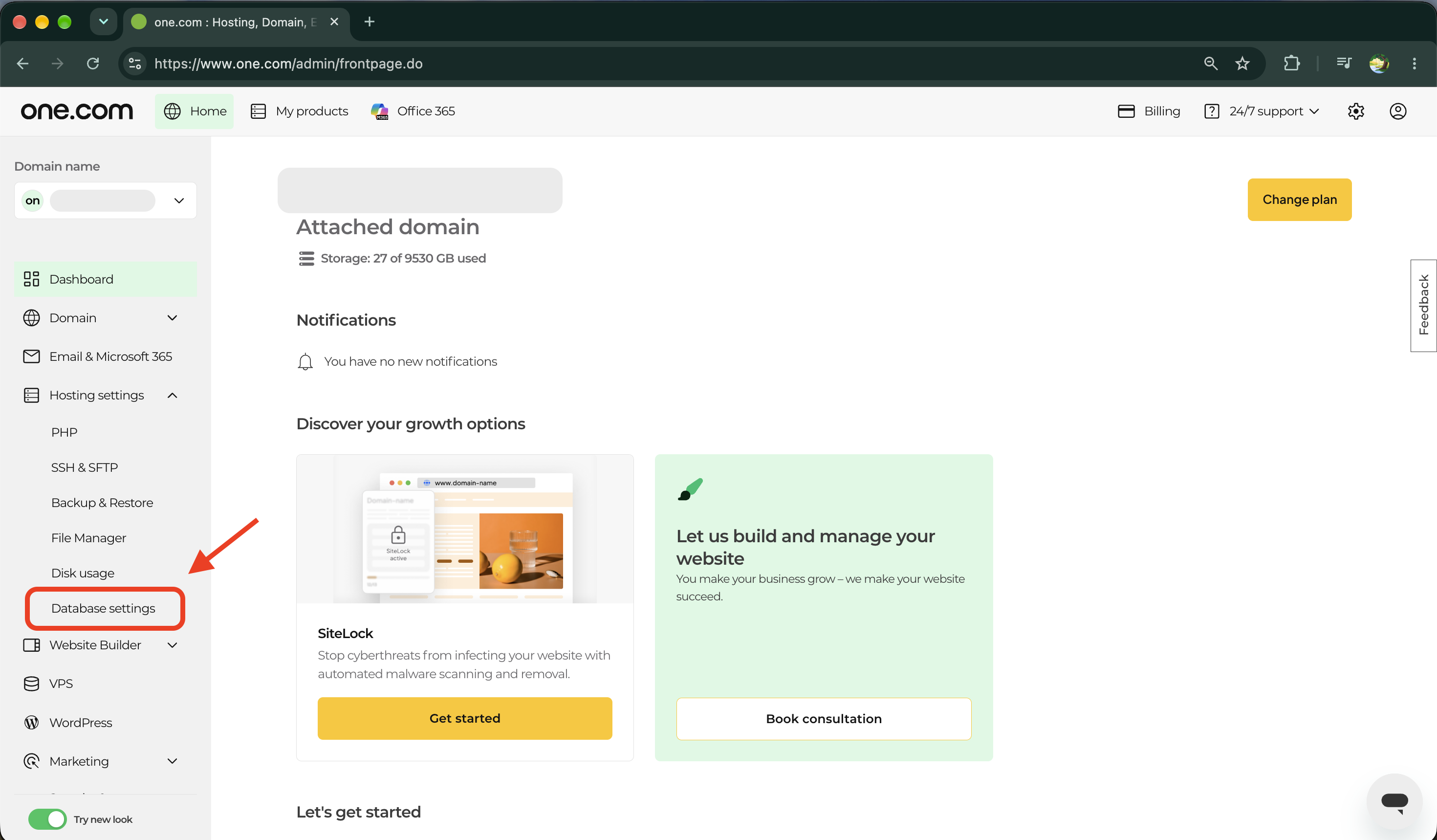 Database settings